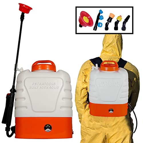 PetraTools Battery Powered Backpack Sprayer - Compact Lawn Sprayers in Lawn and Garden Professional Electric Sprayer, 2-Gallon Battery Powered Sprayer, Multiple Nozzles & Ultra Life Battery - HD2000