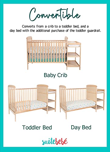 Suite Bebe Ramsey 3 in 1 Convertible Crib and Changer in a Natural Finish