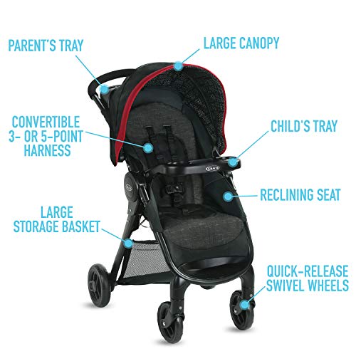 Graco FastAction SE Travel System | Includes FastAction SE Stroller and SnugRide 30 LX Infant Car Seat, Hilt