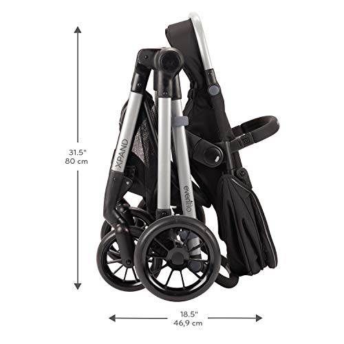 Evenflo Pivot Xpand Modular Stroller, Baby Stroller, Converts to Double Stroller, 4 Modes, Durable Construction, Extra-Large Storage Basket, Compact Folding Design, 55-lb Capacity, Stallion Black
