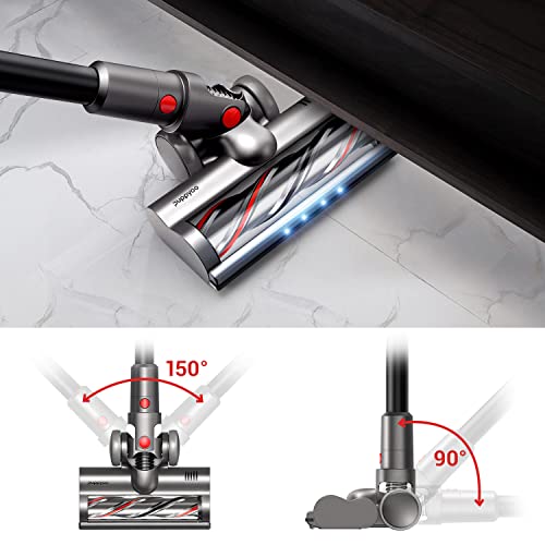 Puppyoo T11 Mate Cordless Vacuum Cleaner, 33Kpa Strong Suction & Lightweight, 400W Up to 60 Minutes Runtime, 5-in-1 Stick Handheld Vac for Deep Clean Pet Hair, Hard Floor, Carpet, Crevice, Car