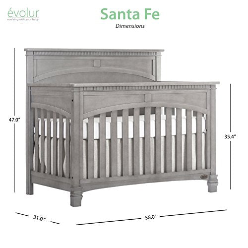 Evolur Santa Fe 5-in-1 Convertible Crib, Storm Grey