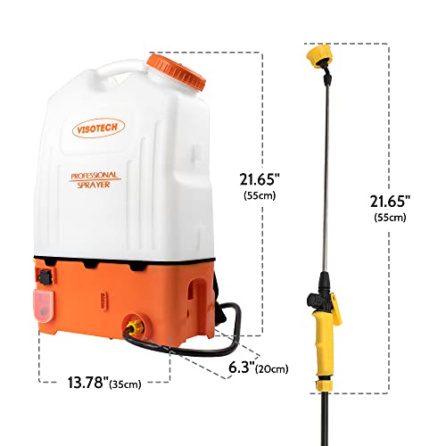 VISOTECH Battery Powered Sprayer, High Pressure Gardening Sprayer, Powerful Backpack Sprayer with Adjustable Nozzles, Electric Sprayer in Garden and Lawn (4.2 Gallon)