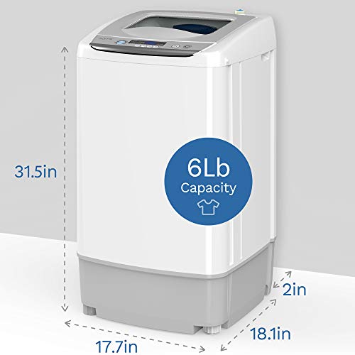hOmeLabs Portable Washing Machine - 6 Pound Load Capacity, 0.9 Cubic Foot Interior, Top Loading, 5 Wash Cycles, and LED Display - Perfect for Apartments, RVs and Small Space Living