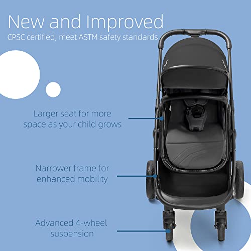 Mompush Wiz 2-in-1 Baby Stroller with Bassinet Mode - Foldable Infant Stroller to Explore More as a Family - Toddler Stroller with Reversible Stroller Seat - Travel System Compatible
