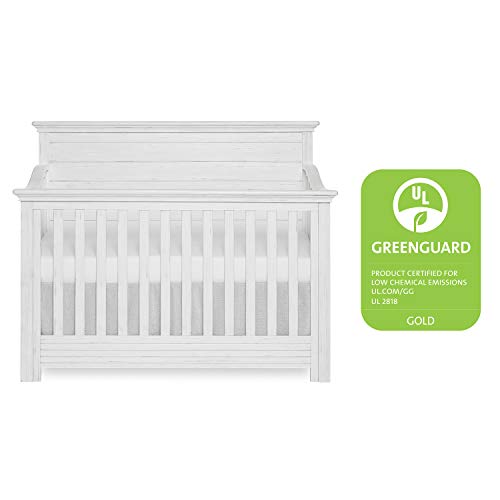 Evolur Waverly 5-in-1 Full Panel Convertible Crib in Weathered White, Greenguard Gold Certified 58.75x31.25x46.5 Inch (Pack of 1)