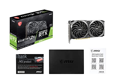 MSI Gaming GeForce RTX 3060 Ti LHR 8GB GDRR6 256-Bit HDMI/DP Nvlink Torx Fan 3 Ampere Architecture OC Graphics Card (RTX 3060 Ti Ventus 2X 8G OCV1 LHR) (Renewed)