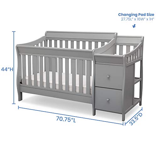 Delta Children Bentley S 4in-1 Convertible Crib and Changer - Greenguard Gold Certified, Grey