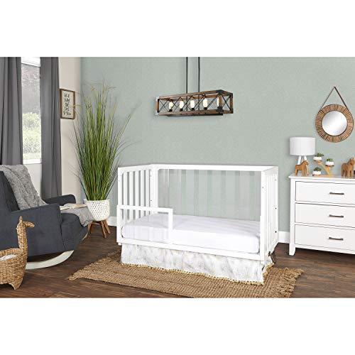 Evolur Acrylic Millennium 4-in-1 Convertible Crib I Modern Full Size Crib I Baby Crib I Easily Coverts to Toddler Bed & Dayday I  Adjustable Mattress Support Base I Acrylic Slats I in White to Reflect