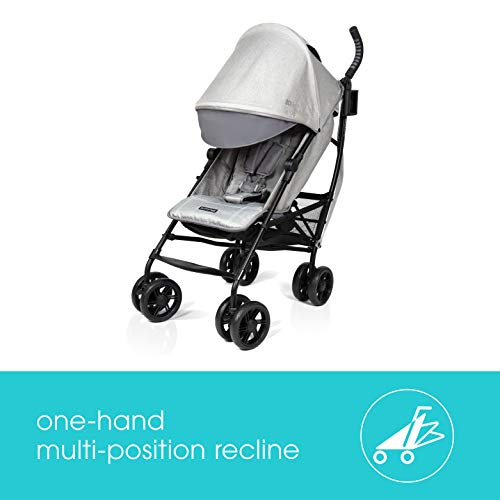 Summer Infant 3Dlite+ Convenience Stroller, Granite Herringbone  – Lightweight Umbrella Stroller with Oversized Canopy, Extra-Large Storage and Compact Fold