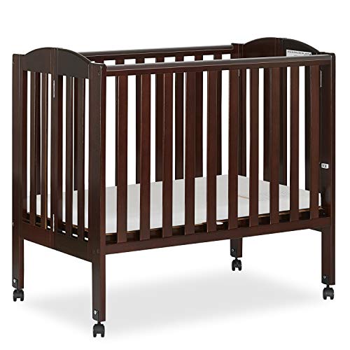 Dream On Me 2 in 1 Portable Folding Stationary Side Crib in Espresso, Greenguard Gold Certified 40x26x38 Inch (Pack of 1)