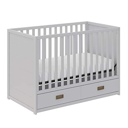 Little Seeds Haven 3-in-1 Convertible Storage Crib, Nursery, Dove Gray