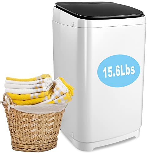 Nictemaw Washing Machine with Drain Pump, 15.6Lbs Capacity Full-Automatic Portable Washer 1.70 Cu.ft Laundry Washer/Spinner With 10 Programs 8 Water Level Selections&LED Display/Faucet Adapter Compact Washer for Home, Campings