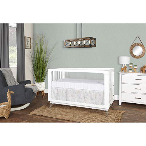 Evolur Acrylic Millennium 4-in-1 Convertible Crib I Modern Full Size Crib I Baby Crib I Easily Coverts to Toddler Bed & Dayday I  Adjustable Mattress Support Base I Acrylic Slats I in White to Reflect
