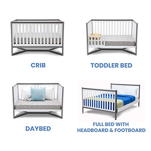 Delta Children Tribeca 4-in-1 Baby Convertible Crib, Greenguard Gold Certified, White/Grey
