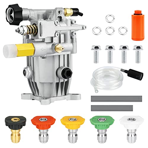 Youxmoto 3/4" Shaft Horizontal Pressure Washer Pump, Max 3000 PSI @ 2.5GPM, With 5pcs Nozzle Tips, fit K2400HH GC190 309515003 308418007, for Most Brand Gas Engine Power