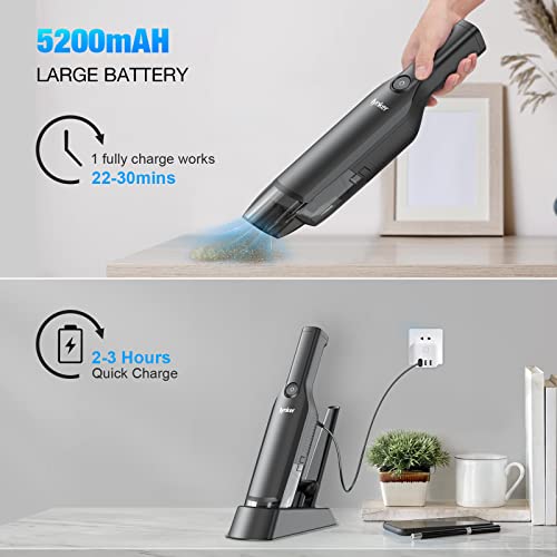 Cordless Handheld Vacuum Cleaner, 12kpa Portable Vacuum Handheld Cleaner with 2600mah Battery & USB-C Charging, Lightweight Wireless Vacuum Cleaner Handheld for Home Car Office Pet Hair Dust Cleaning