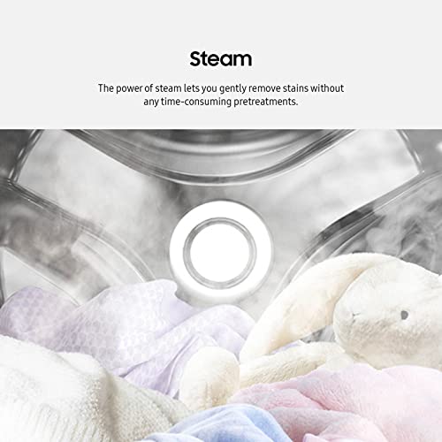 SAMSUNG 6.0 Cu Ft. Smart Dial Front Load Washer, Wash 2 Loads in 1 Large Capacity Machine, FlexWash, 28 Minute Super Speed Clothes Washing, Steam Stain Removal, WV60A9900AV/A5, Brushed Black