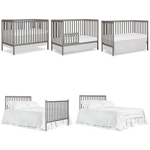 Dream On Me Synergy 5-in-1 Convertible Crib in Cool Grey, Greenguard Gold Certified