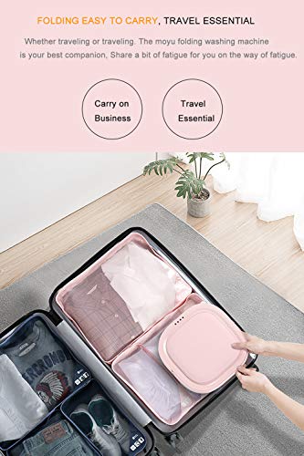 Folding Mini Washing Machine, Portable Compact Laundry Washing Machine, for Business, Travel (Pink)