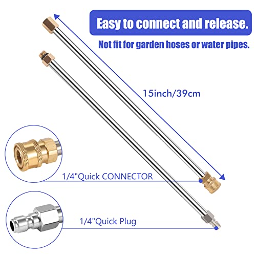 16 Inch Pressure Washer Surface Cleaner with 4 Wheels, Power Washer Accessory with 2 Extension Wand, 2 Replacement Nozzles, Pressure Washer Attachment for Cleaning Driveway, Sidewalk, Patio, 4000 PSI