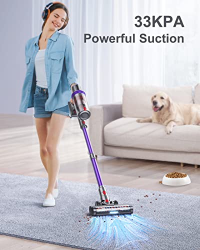 Cordless Vacuum Cleaner, 33Kpa Stick Vacuum Cleaner, 400W Handheld Vacuum with LED Touch Screen, 50mins Runtime for Pet Hair, Carpet and Hardwood Floor(KB-H015)