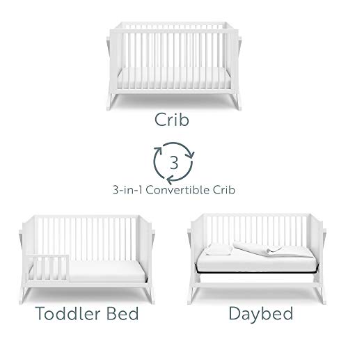 Storkcraft Equinox Convertible Crib (White) – Modern Baby Crib For Nursery, Contemporary Design, Fits Standard Full-Size Crib Mattress, Converts To Toddler Bed (Compatible With Guardrails) And Daybed
