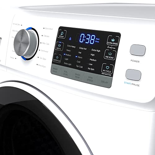 KoolMore FLW-5CWH 27" Front Load X-Large 4.5 Cu. Ft Machine with Quiet Inverter Motor, Steam and Water Plus Functions, 20-Minute Quick, 12 Washing Cycles [120V], White