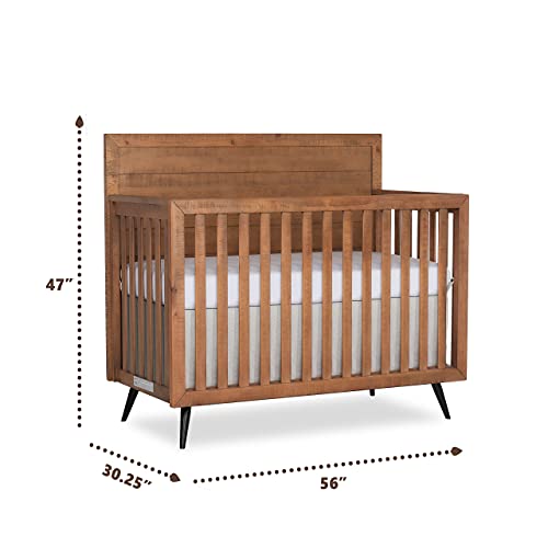 Evolur Stilnovo Mid Century 4-in-1 Convertible Crib in Sugarcane, Greenguard Gold Certified