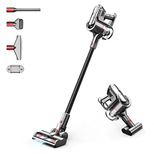 Puppyoo T11 Mate Cordless Vacuum Cleaner, 33Kpa Strong Suction & Lightweight, 400W Up to 60 Minutes Runtime, 5-in-1 Stick Handheld Vac for Deep Clean Pet Hair, Hard Floor, Carpet, Crevice, Car