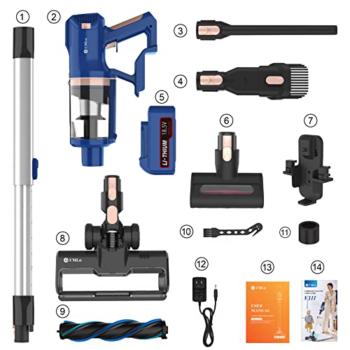 UMLo Cordless Vacuum Cleaner with LED Dsiplay, Up to 60min Runtime, 300W 28Kpa Suction Stick Vacuum, 4000mAh Rechargeable Vacuum, 8 in 1 Lightweight Vacuum for Pet Hair Carpet Hard Floor,V111 Plus