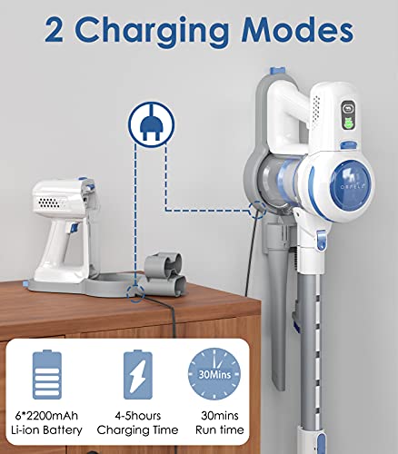 ORFELD Cordless Vacuum Cleaner - Upgrade 22000Pa Powerful Stick Vacuum, 35Mins Runtime Rechargeable Battery, 6 in 1 Lightweight Cordless Vacuum for Hardwood Floor Pet Hair