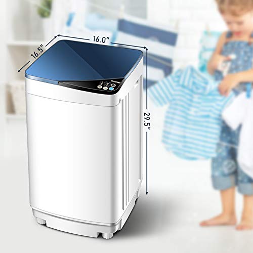 SAFEPLUS Portable Clothes Washing Machines,Automatic Small Washer and Spin Dryer 7.7 lbs Load Capacity Compact Laundry Washer with Built in Barrel Light for Apartments RVs and Small Space Living