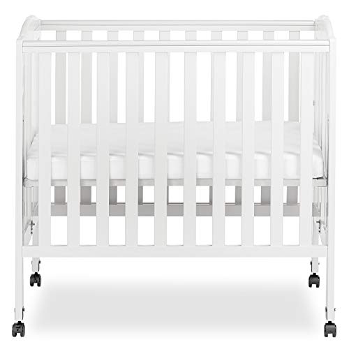 Dream On Me 3 in 1 Portable Folding Stationary Side Crib in White, Greenguard Gold Certified, Mini Crib