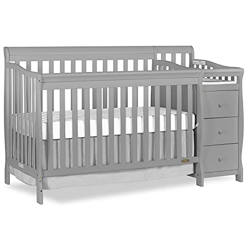 Dream On Me 5-in-1 Brody Convertible Crib with Changer in Pebble Grey, Greenguard Gold Certified , 69x39.1x33.2 Inch (Pack of 1)