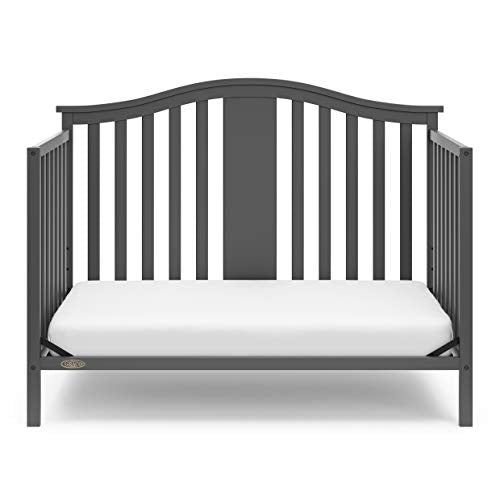 Graco Solano 5-in-1 Convertible Crib (Gray) – Converts from Baby Crib to Toddler Bed, Daybed and Full-Size Bed, Fits Standard Full-Size Crib Mattress, Adjustable Mattress Support Base