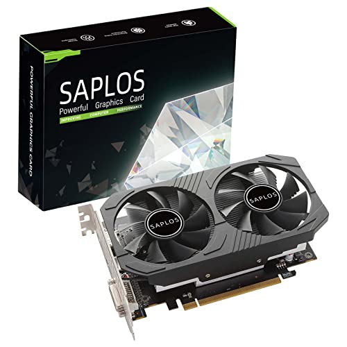 SAPLOS Radeon RX 550 4GB Graphics Card, GDDR5 128-bit, Dual Air Cooling, DisplayPort DVI-D HDMI, Video Card for PC, Computer Gaming GPU, 4K Display Support, Low Power, Plug & Play, DirectX 12