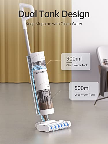 Dreametech H11 Cordless Wet Dry Vacuum Cleaner, Up to 30 Minutes Runtime，Cordless All in One Vacuum Cleaners Self-Cleaning, Lightweight, One-Step Cleaning for Sticky Messes and Pet Hair