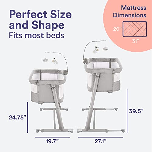 Cloud Baby Premium Baby Bassinet Plus Hanging Doll, Music and Built in Wheels, Best Baby Bed for Infant Newborn Girl Boy Unisex, Bedside Bassinet, Portable Crib and Sleeper for Safer Cosleeping
