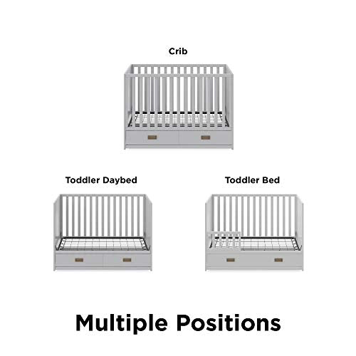 Little Seeds Haven 3-in-1 Convertible Storage Crib, Nursery, Dove Gray