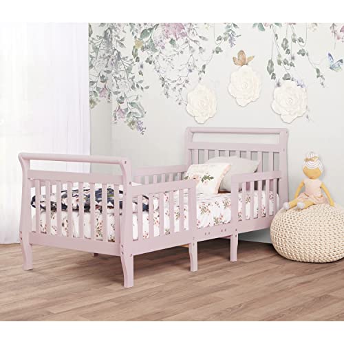 Dream On Me Emma 3-in-1 Convertible Toddler Bed in Blush Pink