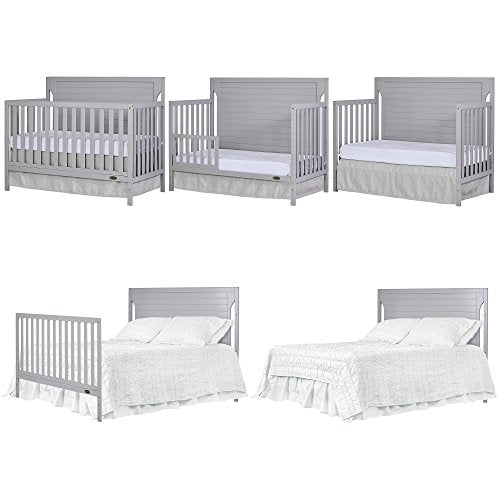 Dream On Me Cape Cod 5-in-1 Convertible Crib in Pebble Grey, Greenguard Gold Certified , 50x30x44 Inch (Pack of 1)