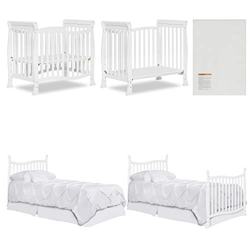 Dream On Me Violet 4-In-1 Convertible Mini Crib In White, Greenguard Gold Certified