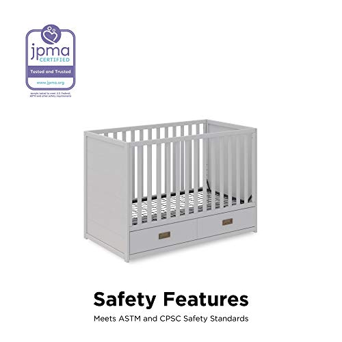 Little Seeds Haven 3-in-1 Convertible Storage Crib, Nursery, Dove Gray