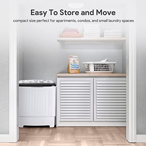 ENGiNDOT Portable Washing Machine, 7.7Lbs/3.5Kg Fully Automatic Compact Washer with Drain Pump, 10 Wash Programs, LED Display, Air Dry Mode, Ideal Laundry Washing Machine for Apartment/RV/Dorm/Camping (Twin-tub)