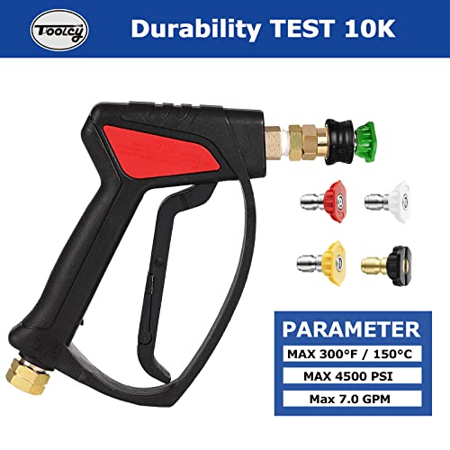 TOOLCY Pressure Washer Gun, Professional Durability, Multiple Easy Extension Wand, 5 Nozzle Tips, M22 to 3/8" Quick Connection, Fit Most Power Washer Stand Up to 4500 PSI.