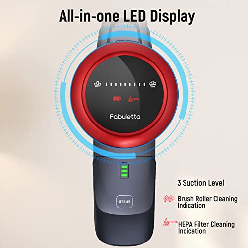 Fabuletta 10-in-1 Cordless Vacuum Cleaner - 24Kpa 250W Brushless Motor Stick Vacuum, Up to 45 Mins Max Runtime Detachable Battery, Led Display, Lightweight Vacuum for Carpet Hard Floor Pet Hair