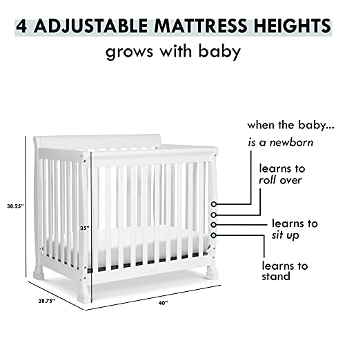 DaVinci Kalani 4-in-1 Convertible Mini Crib in White, Greenguard Gold Certified