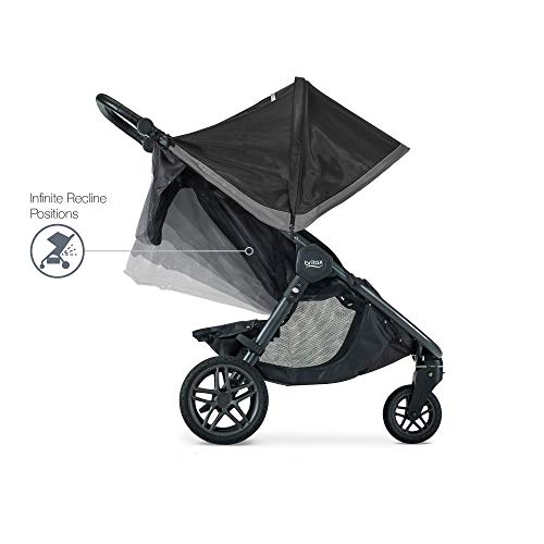 Britax B-Free Stroller | All Terrain Tires + Adjustable Handlebar + Extra Storage with Front Access + One Hand, Easy Fold, Pewter