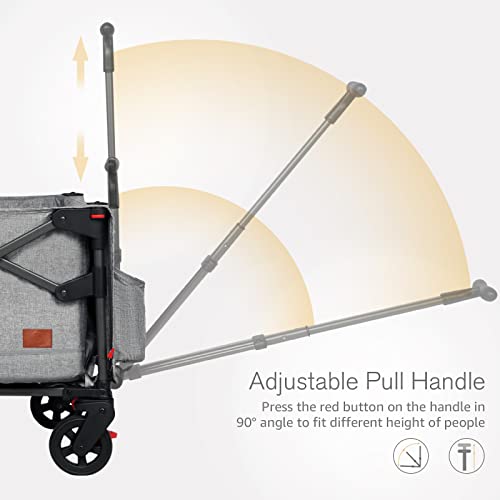 EVER ADVANCED Foldable Wagon Stroller for 2 Kids & Cargo, Collapsible Folding Toddler Wagon with Removable Canopy, Adjustable 5-Point Harness, Lightweight Carry-on Stroller for Airplane with Carry Bag